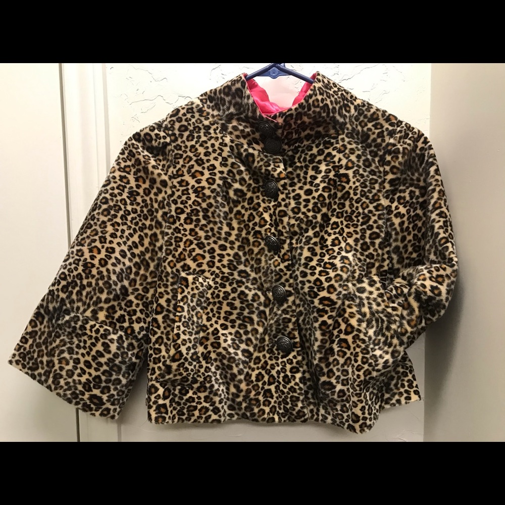 3/4 sleeve leopard print jacket